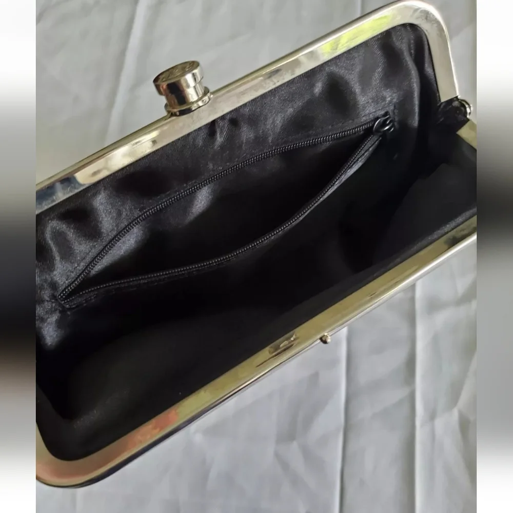 White House Black Market Black Clutch with Silver Chain - Picture 7 of 12